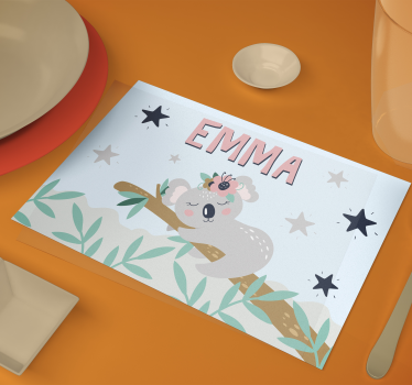 Set de table design pour enfant Koala mignon pour fille avec nom - TenStickers