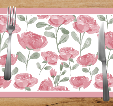 Set de table design tres elegant sticker rose vintage naturel - TenStickers
