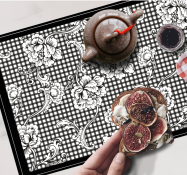 Set de table élégant motif floral noir - TenStickers