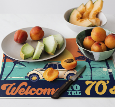 Set de table élégant scène de plage rétro 70's - TenStickers