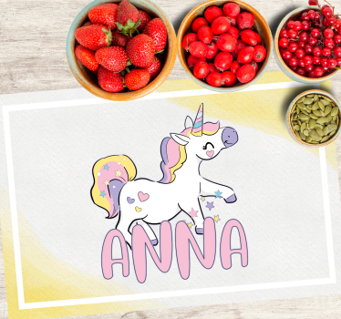 Set de table enfant licorne avec des cœurs - TenStickers