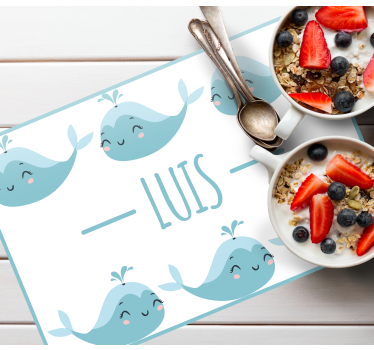 Set de table enfant motifs de baleine joyeuse - TenStickers