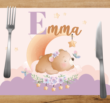 Set de table enfant ours endormi avec étoiles - TenStickers