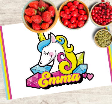 Set de table enfant thème licorne et gemmes - TenStickers