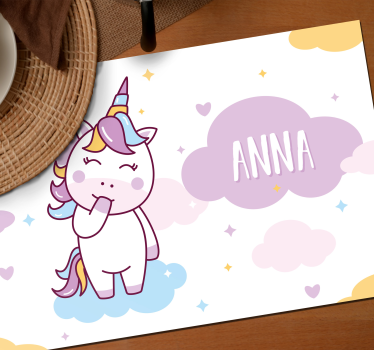 Set de table Licorne et nom personnalisable - TenStickers