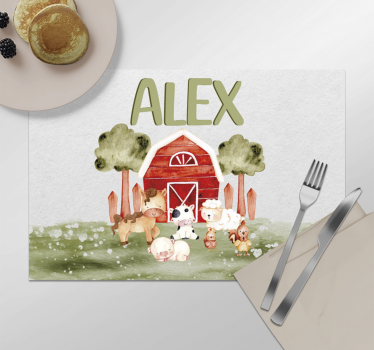 Set de table maison ferme et nom personnalisé - TenStickers