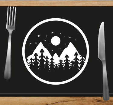 Set de table moderne paysage de montagne cercle - TenStickers