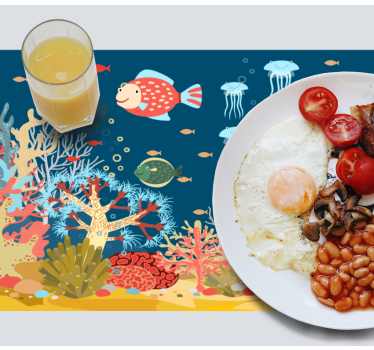 Set de table moderne scène de corail sous-marin - TenStickers