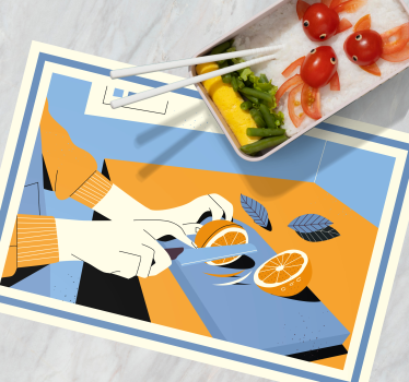 Set de table moderne trancher des oranges fraîches - TenStickers