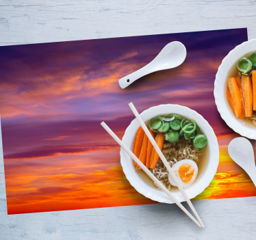 Set de table moderne vue sur le coucher de soleil - TenStickers