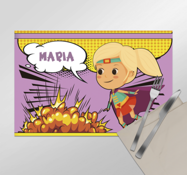 Set de table personnalisable comic superhéroïne - TenStickers