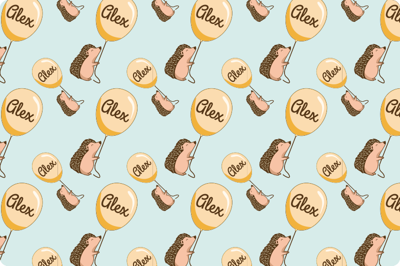 Set de table enfant hérisson avec des ballons avec nom - TenStickers