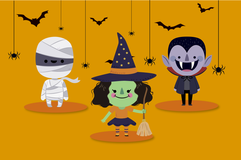 Set de table halloween personnages d'halloween fantaisistes - TenStickers