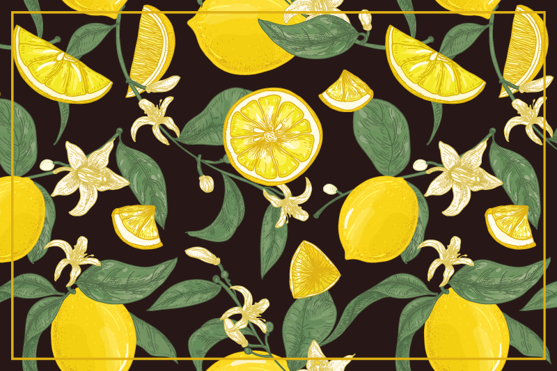 Set de table original motif citron et fleurs - TenStickers