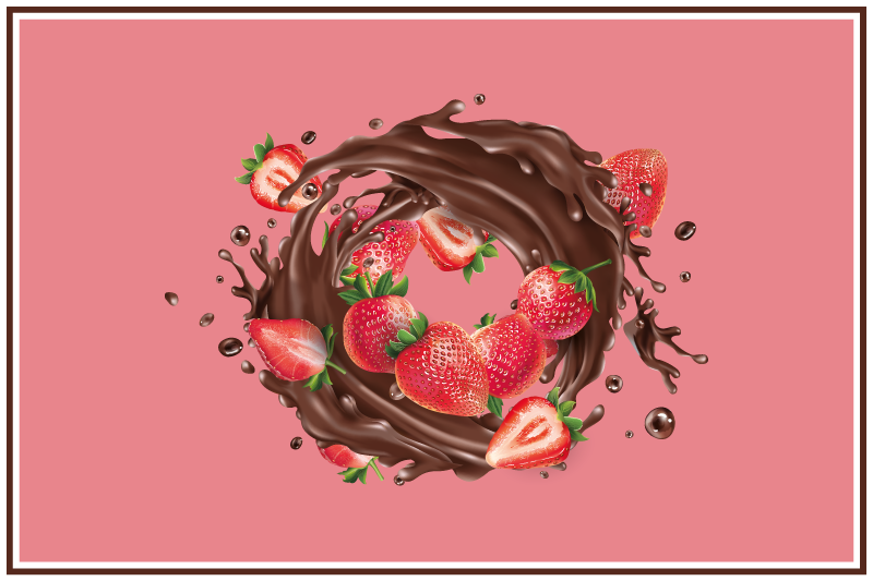 Set de table original fraises en chocolat - TenStickers