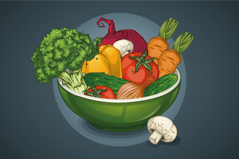 Set de table original bol de légumes coloré - TenStickers