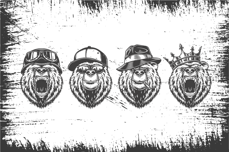 Set de table original portraits d'ours stylés - TenStickers