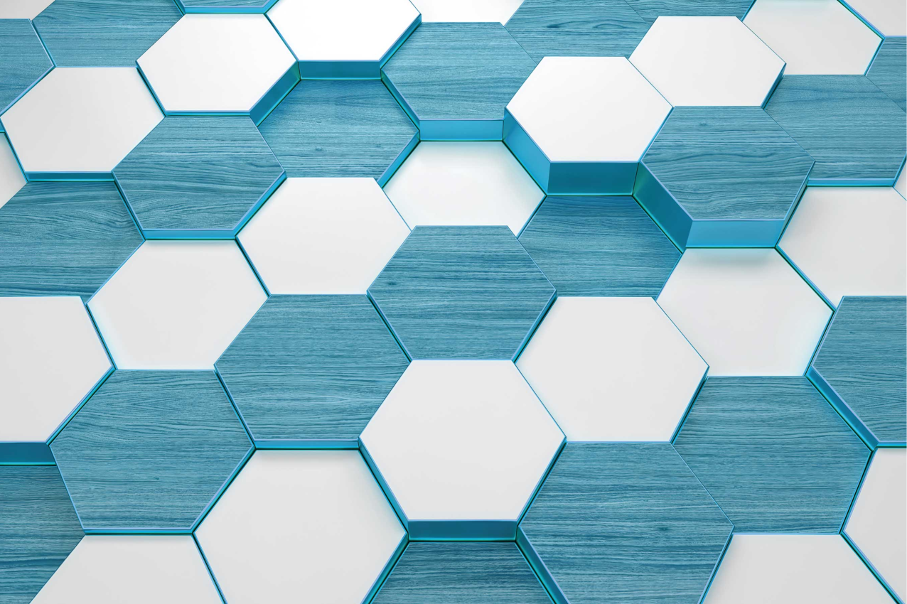Set de table moderne motif hexagonal bleu - TenStickers
