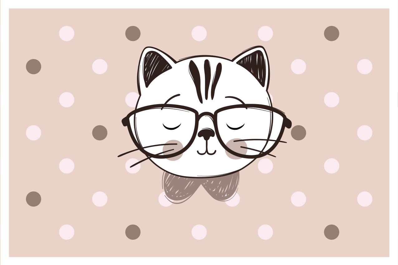 Set de table enfant chat avec lunettes - TenStickers
