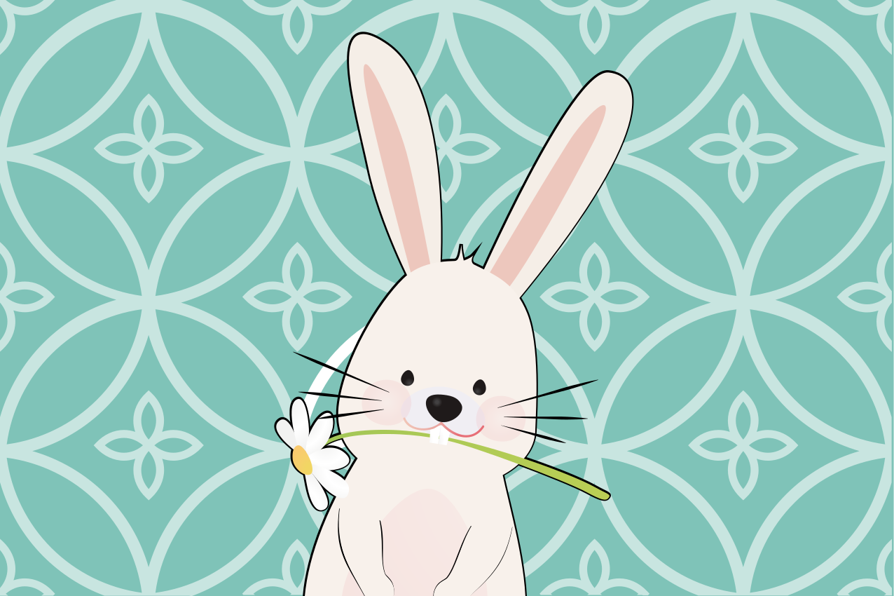 Set de table enfant lapin mignon avec fleur - TenStickers