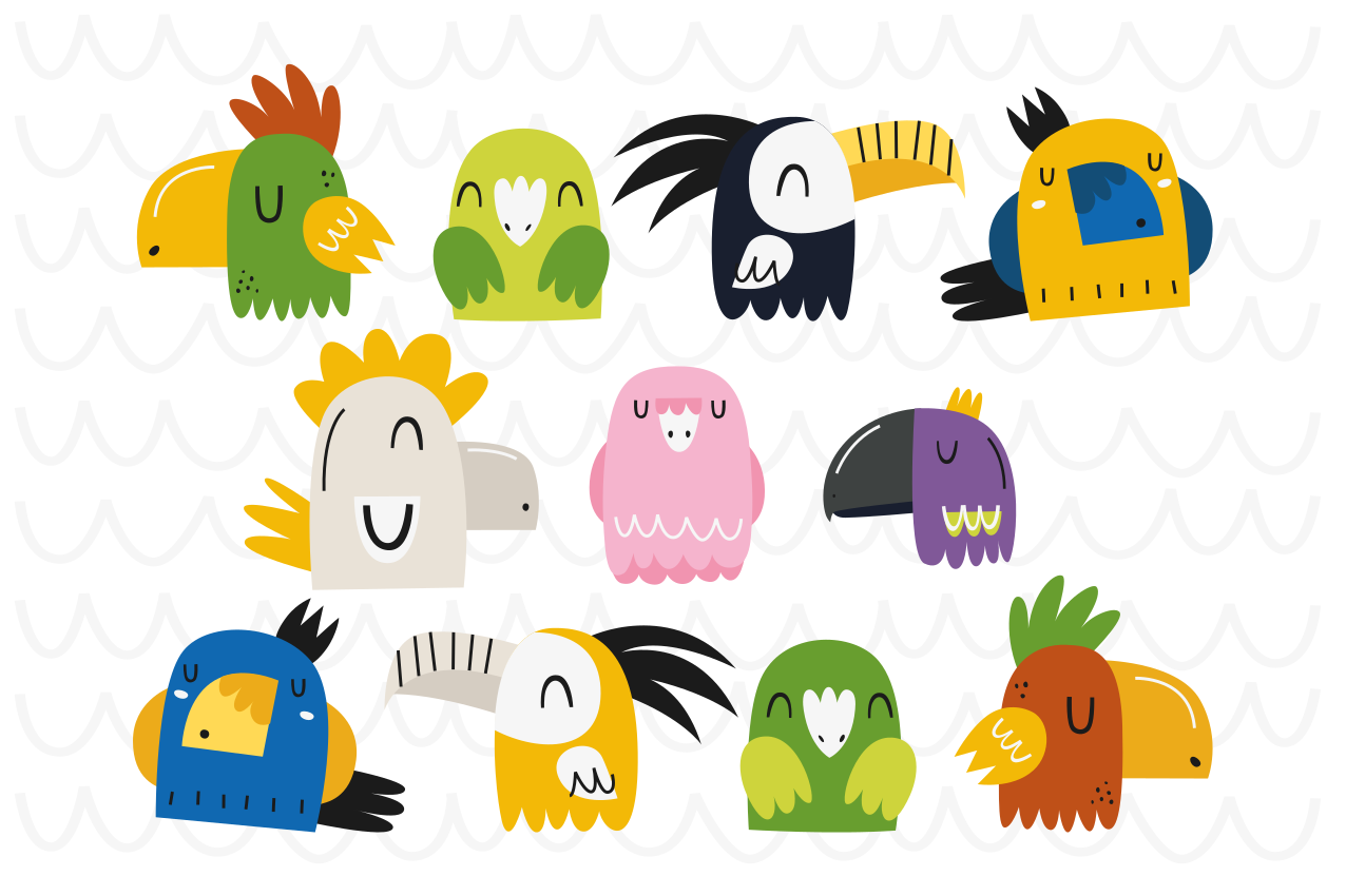 Set de table enfant têtes d'oiseaux colorées - TenStickers