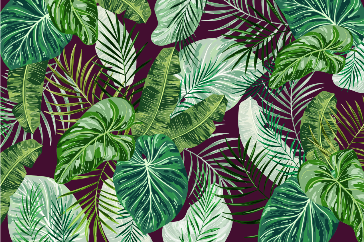 Set de table arrangement de feuilles tropicales - TenStickers