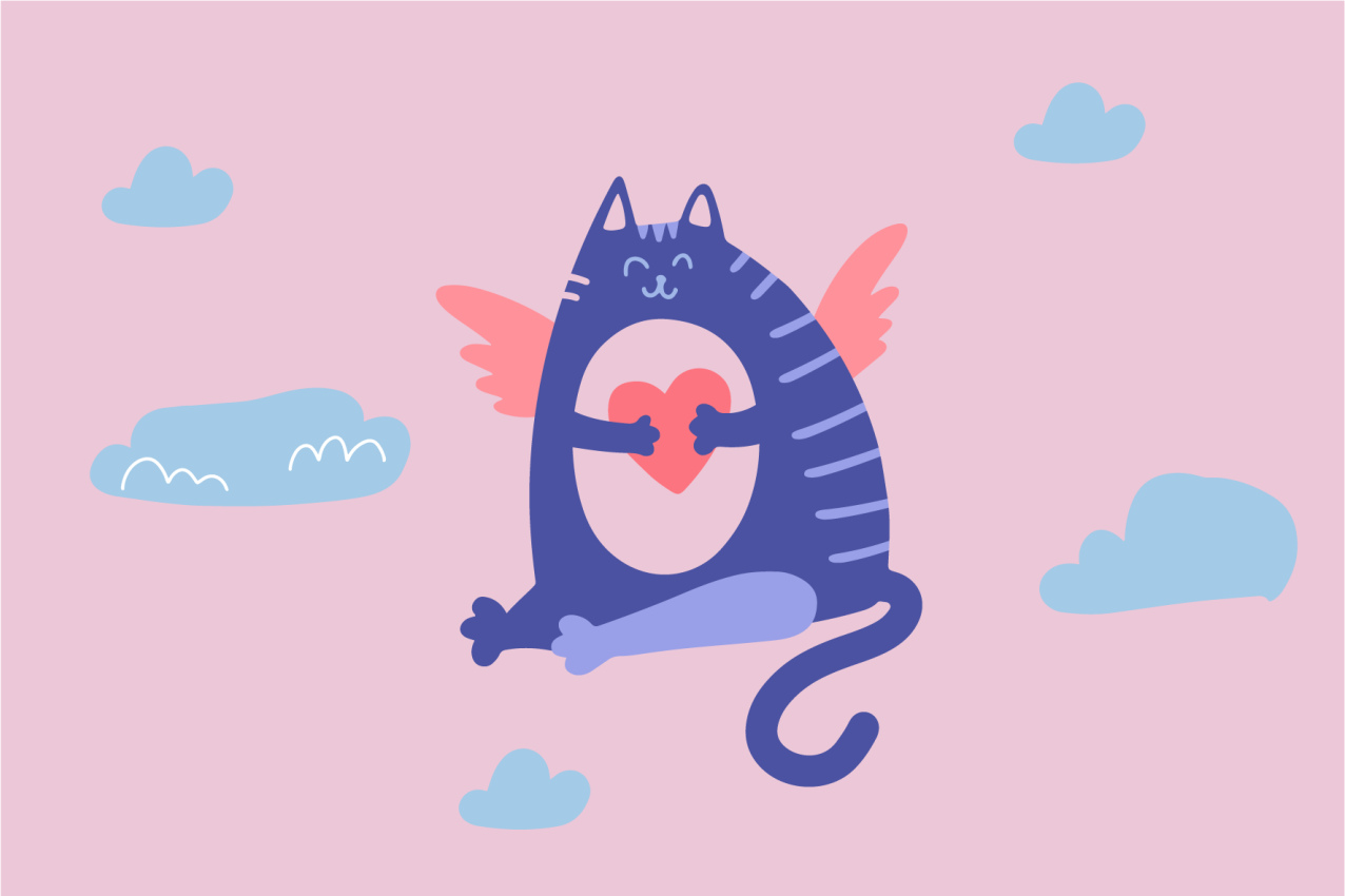 Set de table enfant chat volant avec cœur - TenStickers
