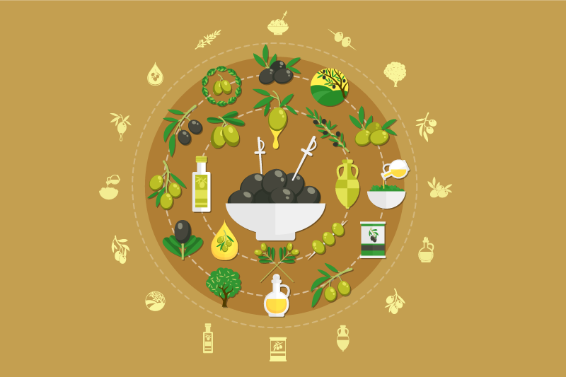 Set de table original arrangement de bols d'olive - TenStickers