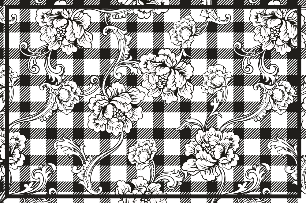 Set de table original à motif floral à carreaux - TenStickers
