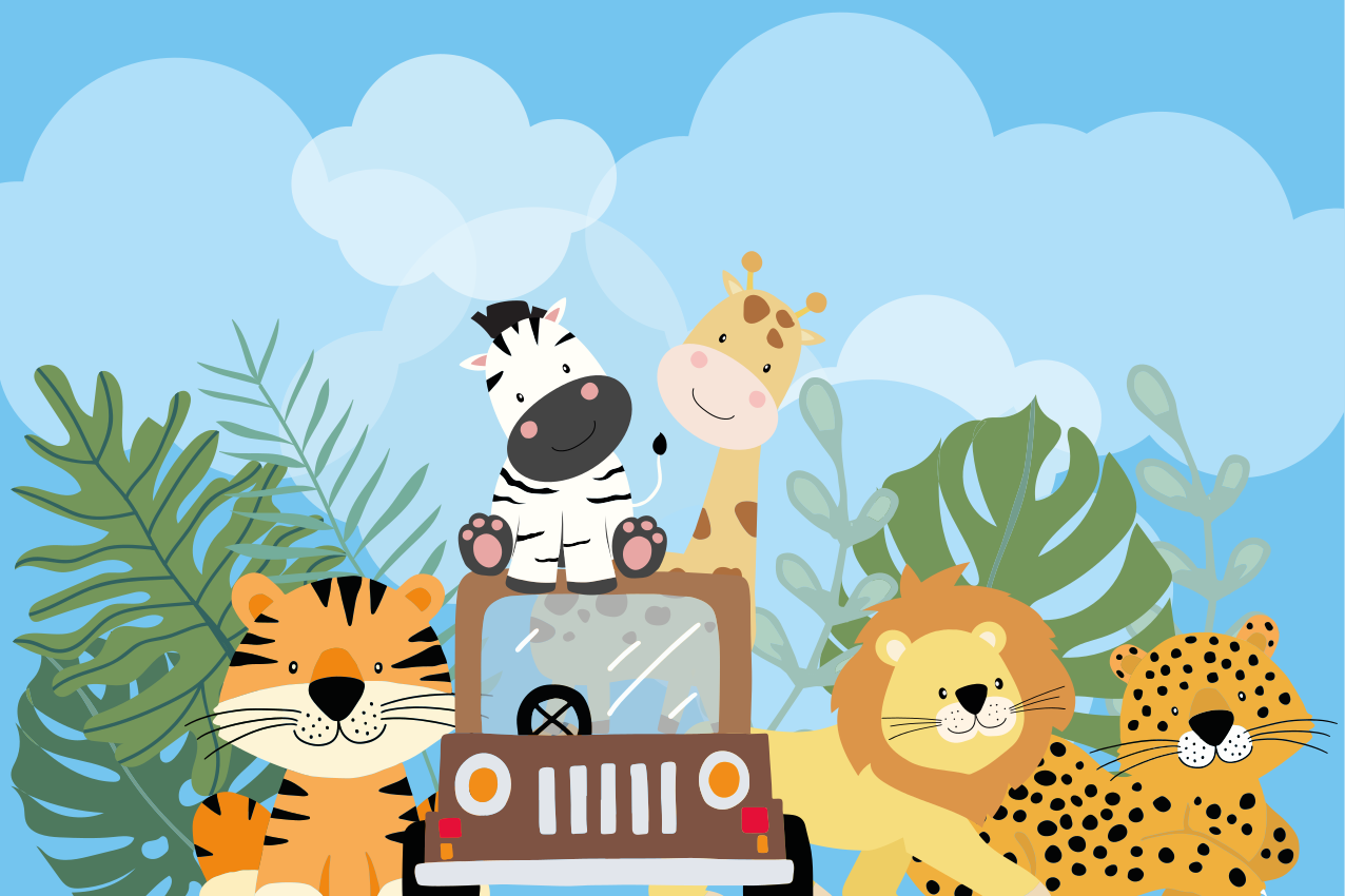 Set de table enfant scène de safari animalier - TenStickers