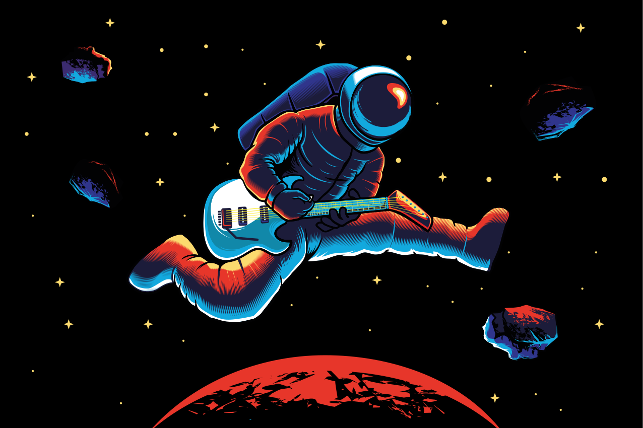 Set de table original astronaute jouant de la guitare - TenStickers