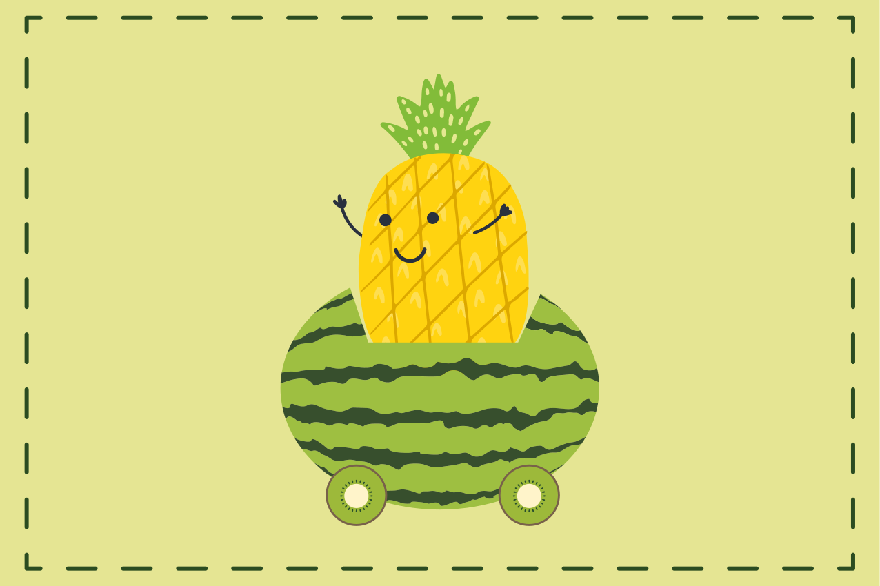 Set de table enfant véhicule ananas pastèque - TenStickers