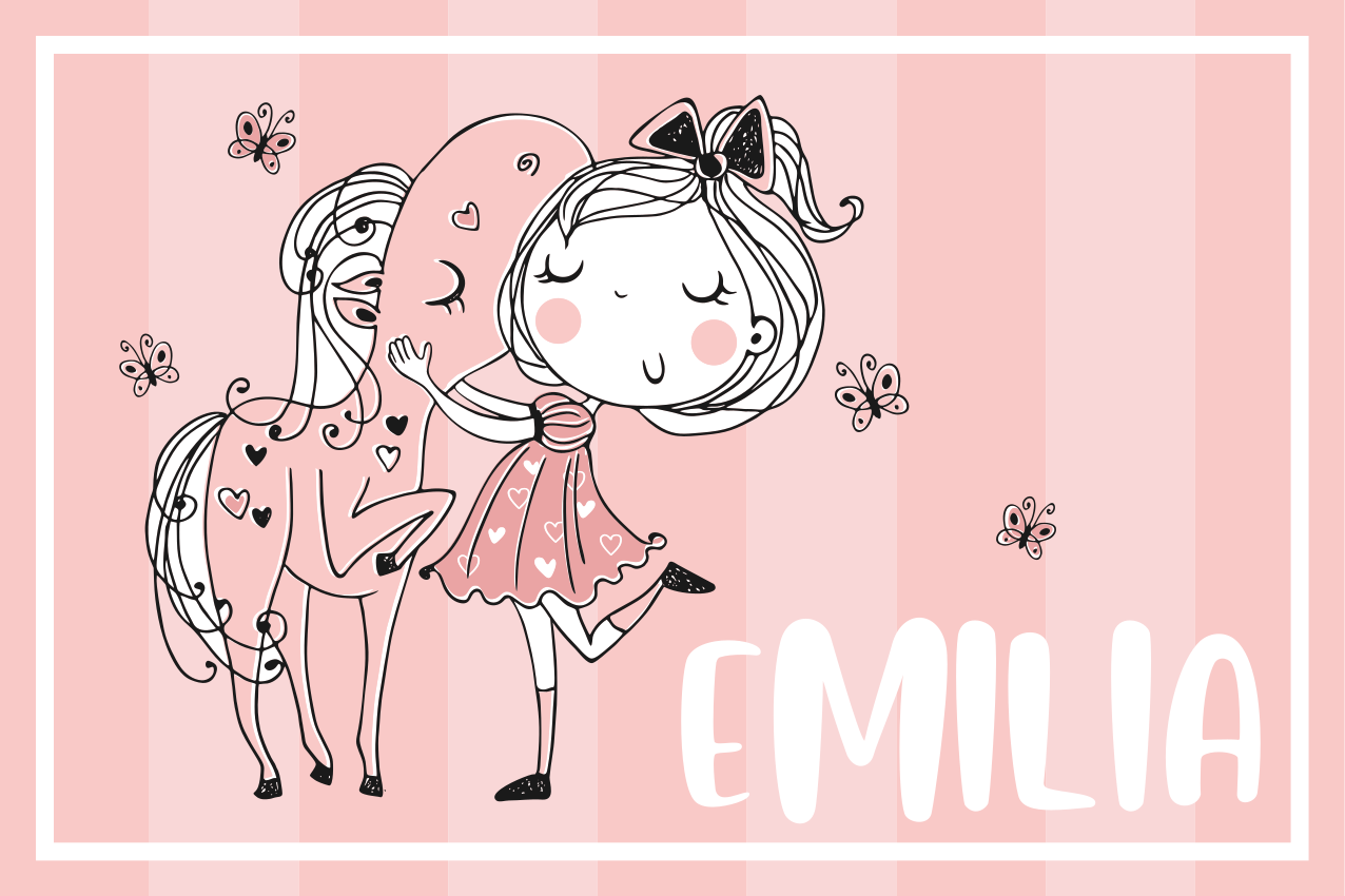 Set de table enfant fille charmante cheval - TenStickers