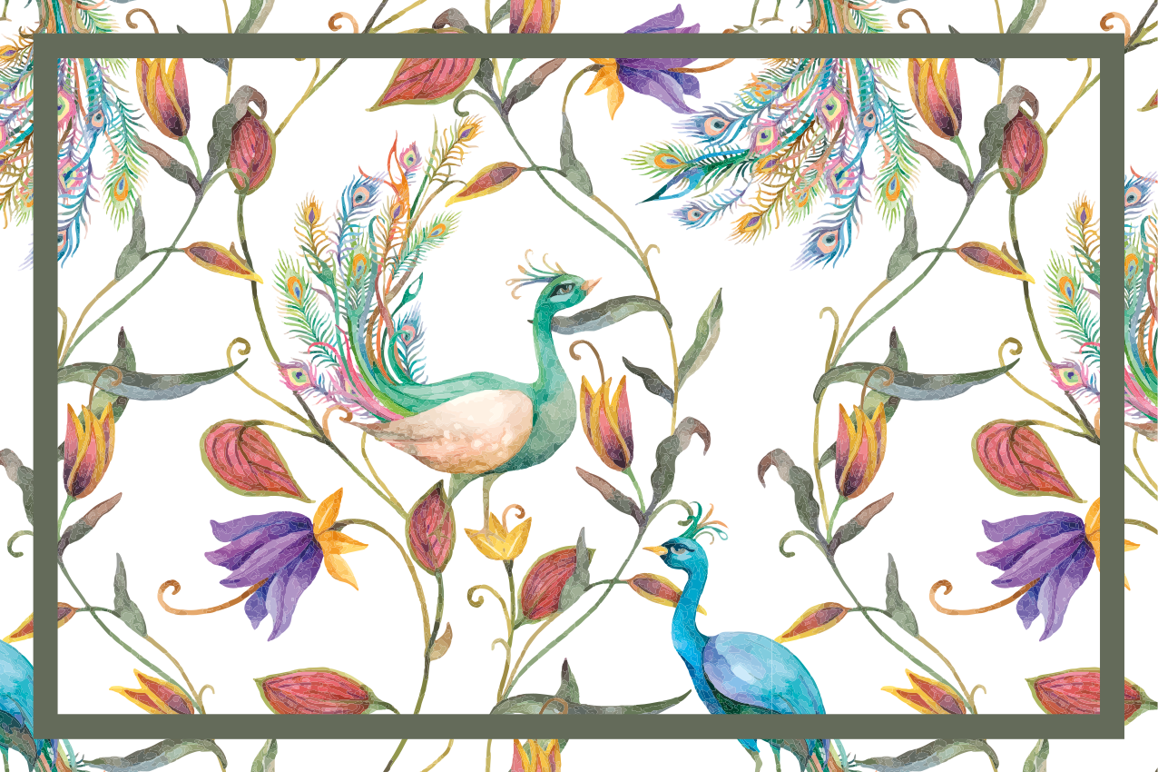 Set de table original motif floral paon - TenStickers