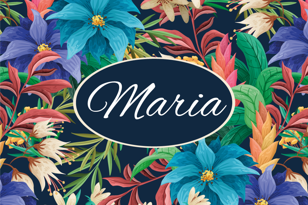 Set de table avec prénom plat floral personnalisé - TenStickers