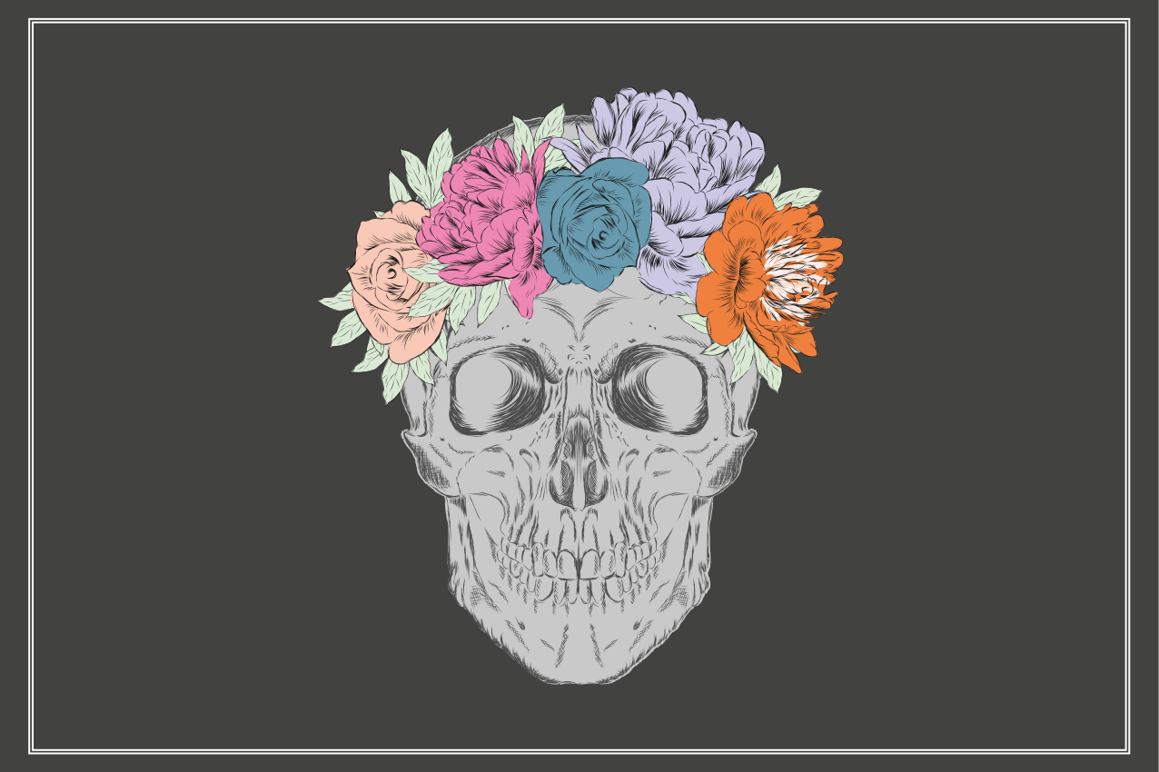 Set de table original couronne de fleurs tête de mort - TenStickers