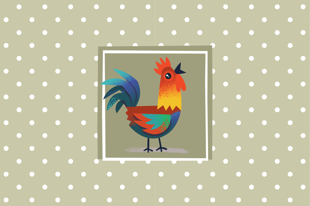 Set de table enfant art du coq coloré - TenStickers