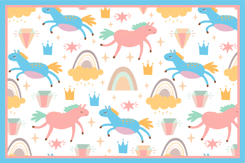 Set de table enfant licornes colorées en course - TenStickers