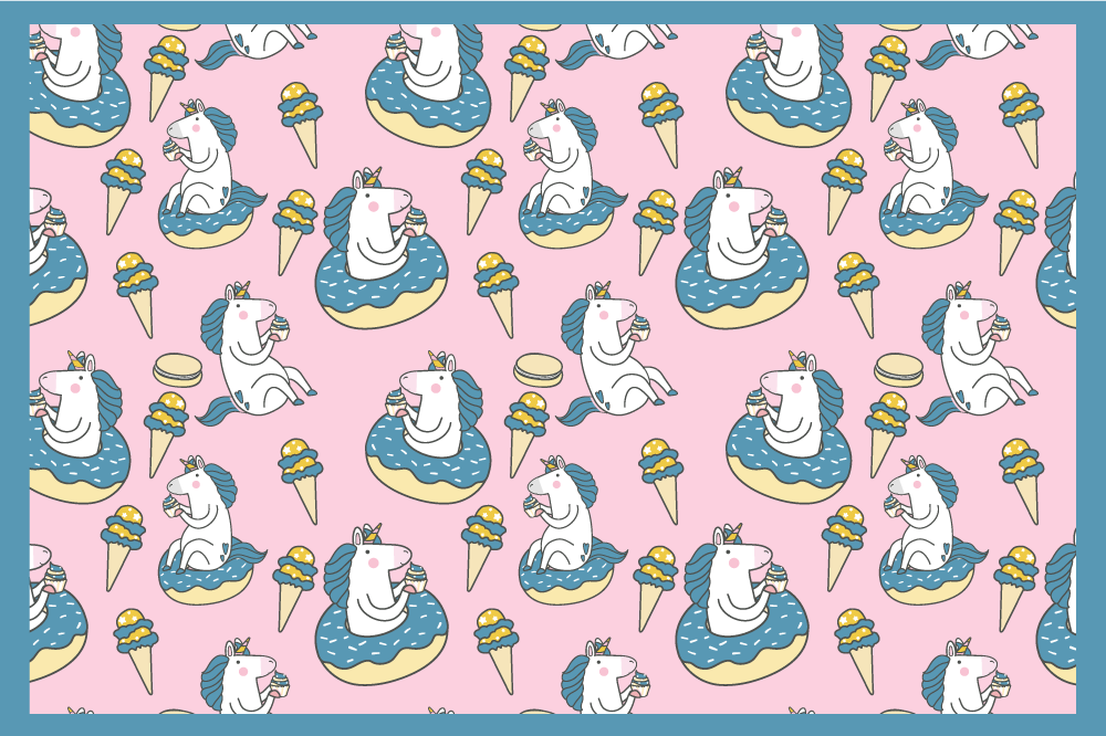 Set de table enfant licornes dégustant des glaces - TenStickers