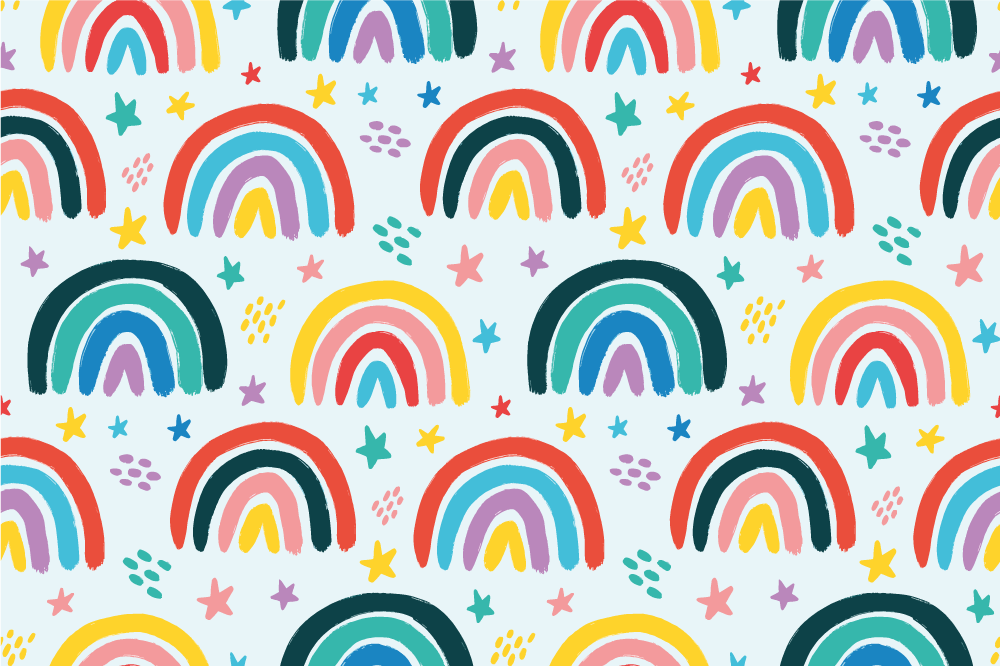 Set de table enfant Éléments arc-en-ciel vifs - TenStickers