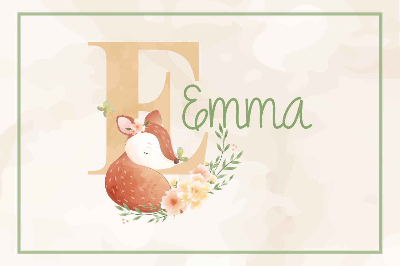 Set de table design enfant Cerfs animaux mignons avec nom - TenStickers