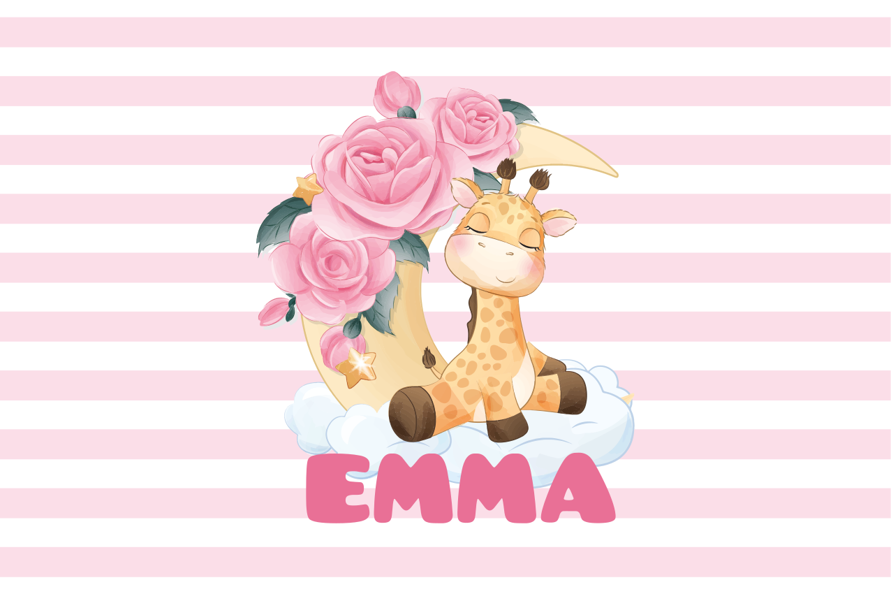 Set de table enfant giraffe avec roses - TenStickers