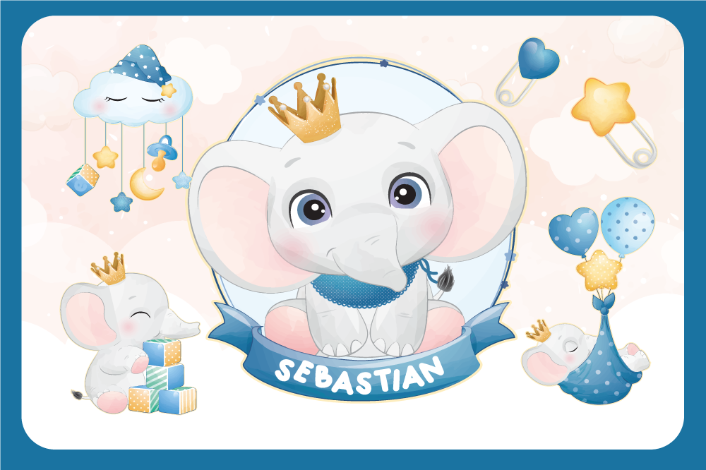 Set de table enfant illustration éléphant mignon - TenStickers