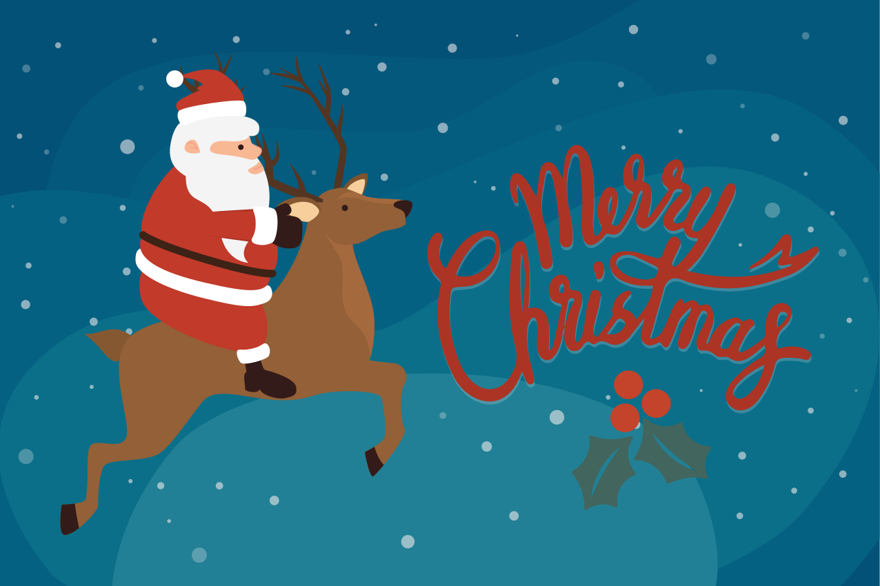 Set de table noël père noël sur renne - TenStickers