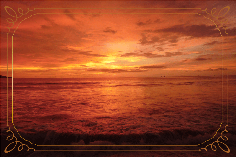 Set de table moderne vue sur la mer au crépuscule - TenStickers