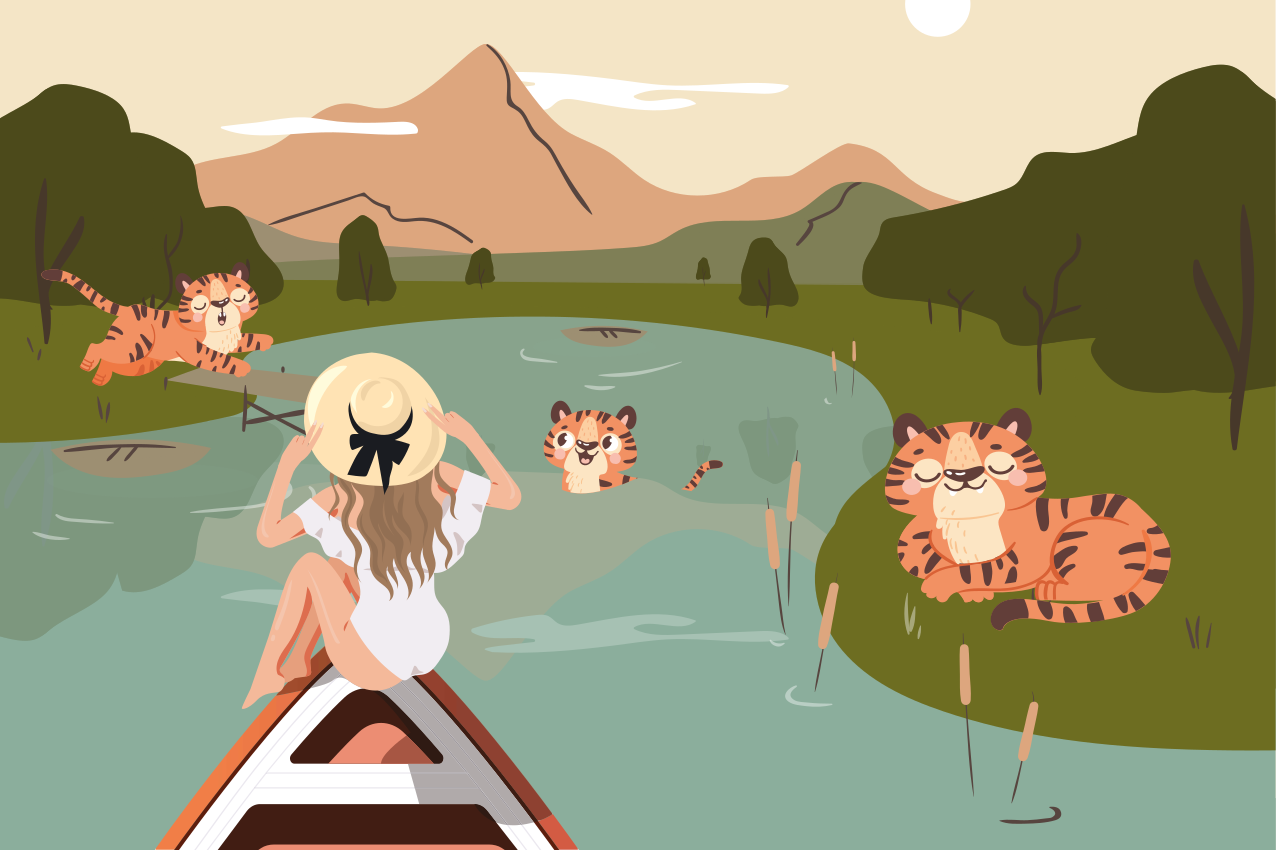 Set de table enfant scène de tigres ludiques - TenStickers