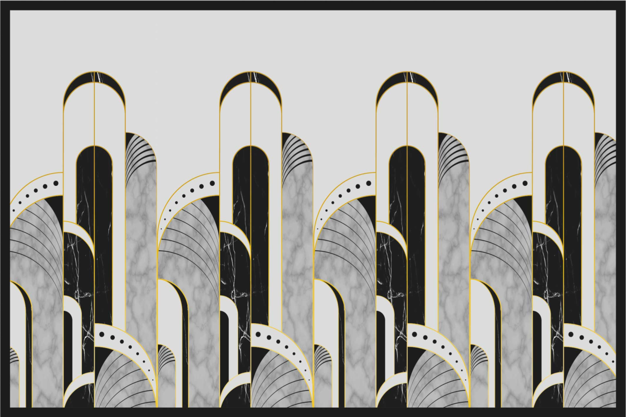 Set de table Art Déco motif gris et noir - TenStickers