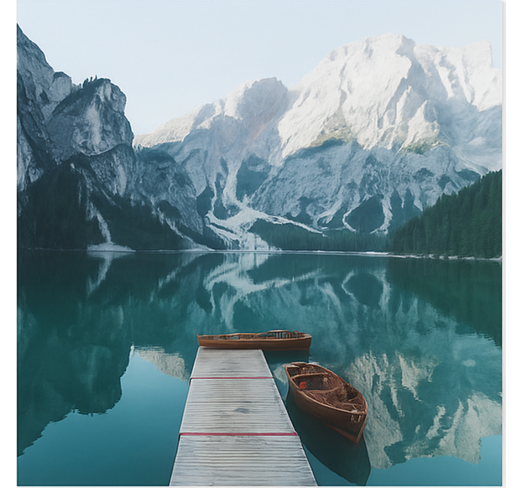 Tapisserie montagne lac de braies, dolomites - TenStickers