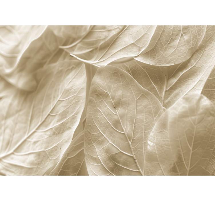 Tapisserie chambre adulte grandes feuilles beiges - TenStickers