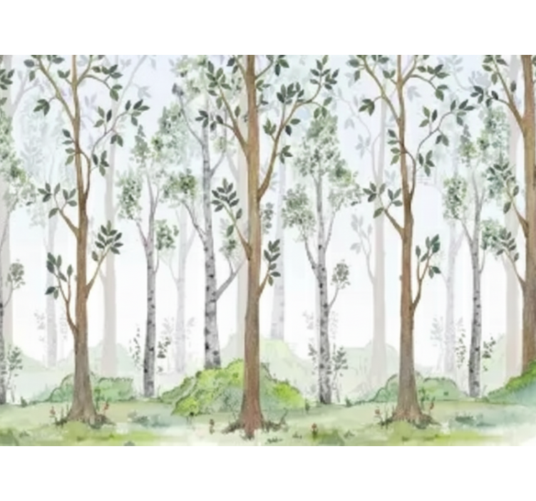 Papier peint forêt caractéristique botanique minimaliste - TenStickers